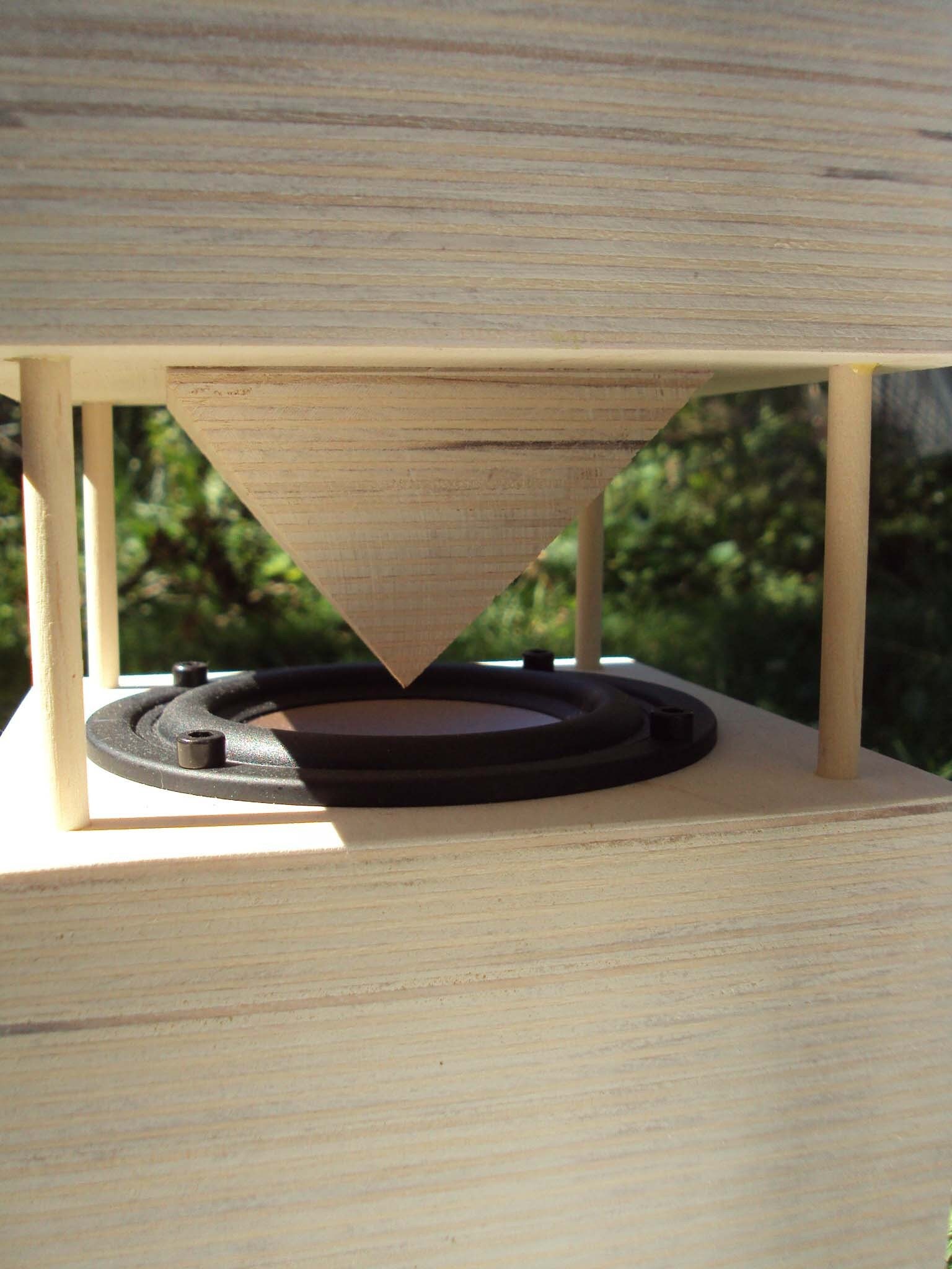 Lumi omnidirectional speakers handcrafted from baltic birch